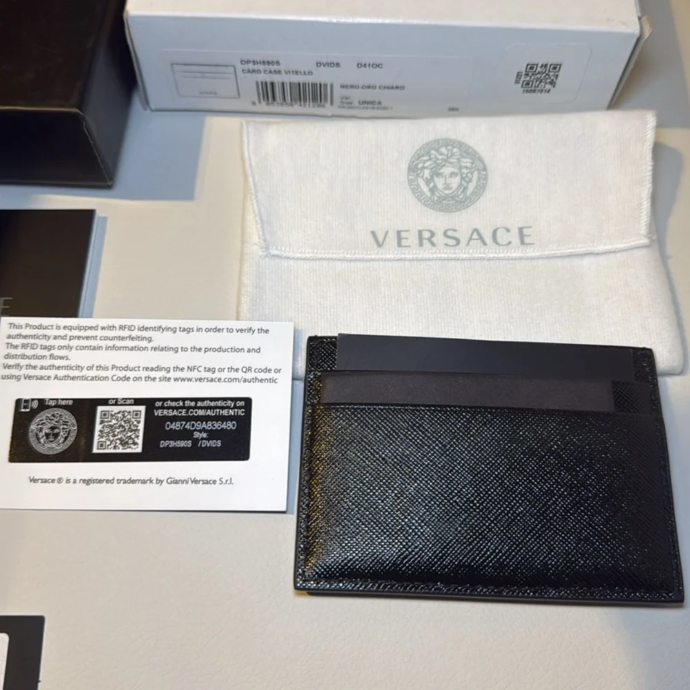BRAND NEW - VERSACE Card Holder - Black with Gold letters - Picture 5 of 7